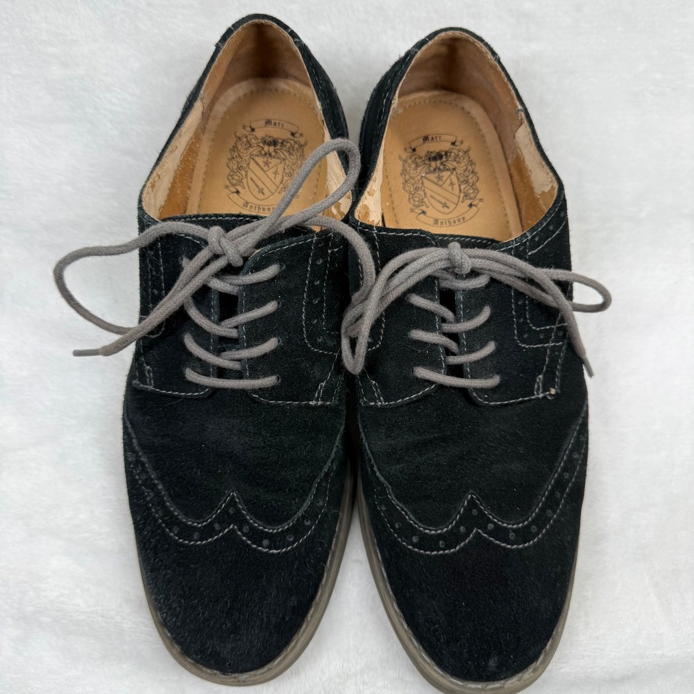Marc Anthony Mens 8 Black Suede Wingtip Oxford Dress Shoes MAKIPLINGBLACK - Picture 10 of 14